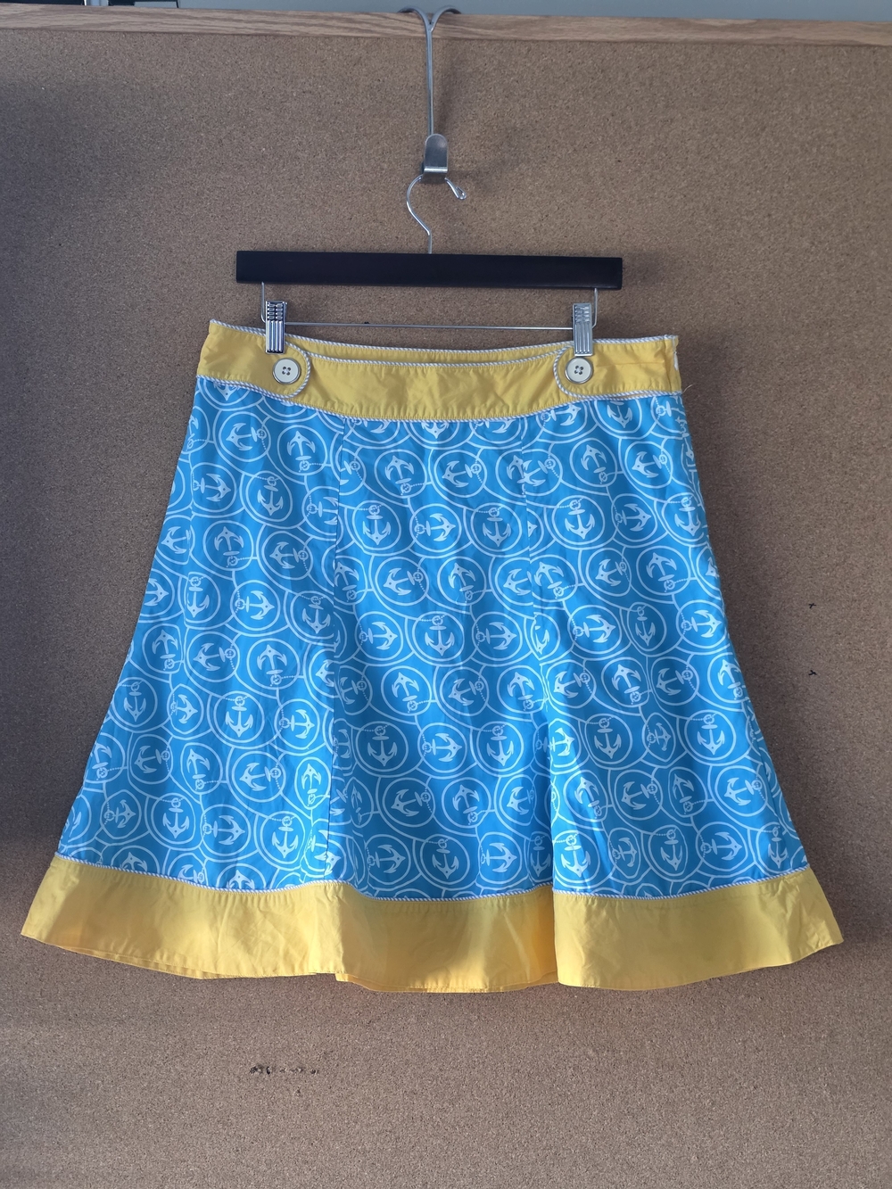 L.L. Bean Vintage Nautical Anchor Print A-Line Skirt Size 12 Preppy Coastal